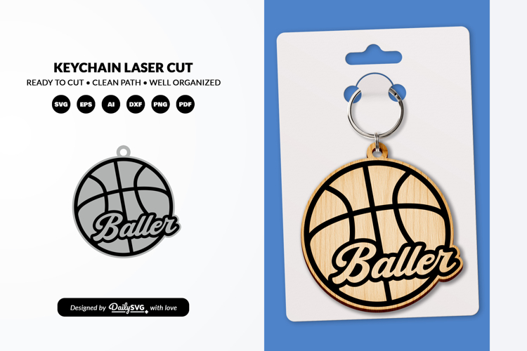 Basketball Keychain Laser Cut SVG