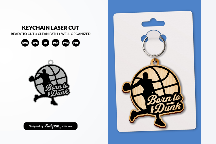 Basketball Keychain Laser Cut SVG