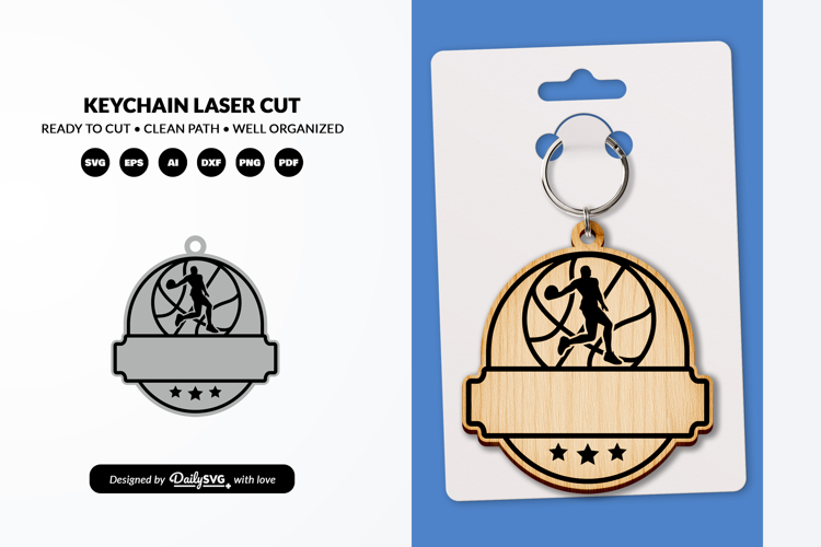 Basketball Keychain Laser Cut SVG