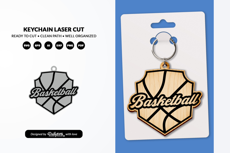 Basketball Keychain Laser Cut SVG