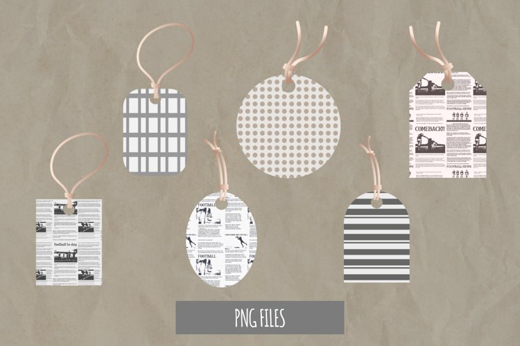 Sport Newspaper Patterned Shaped Tags