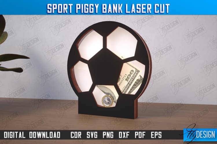 Sport Piggy Bank Laser Cut, Personalized Soccer Money Bank