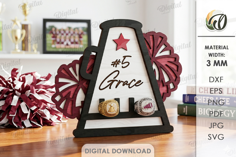 Sport Ring Holder Laser Cut. Ring Display. Cheerleading SVG