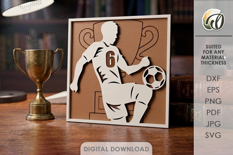 3D Sport Sign Laser Cut. Football SVG