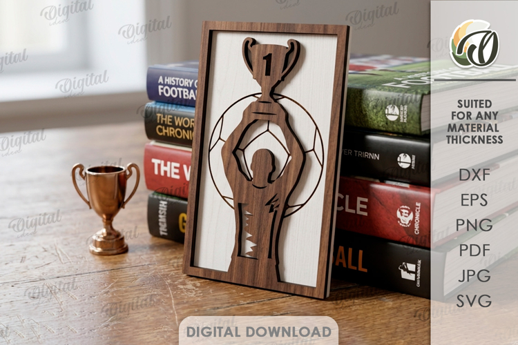 3D Sport Sign Laser Cut. Football SVG