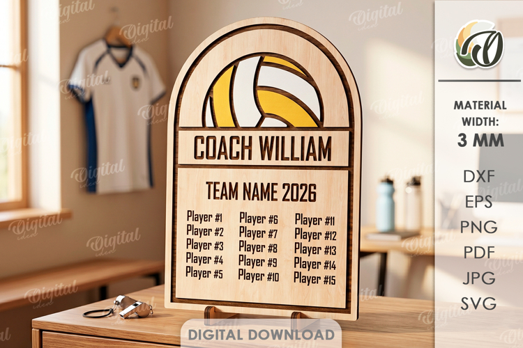 Sport Team Sign Laser Cut. Sports Team Roster Plaque SVG