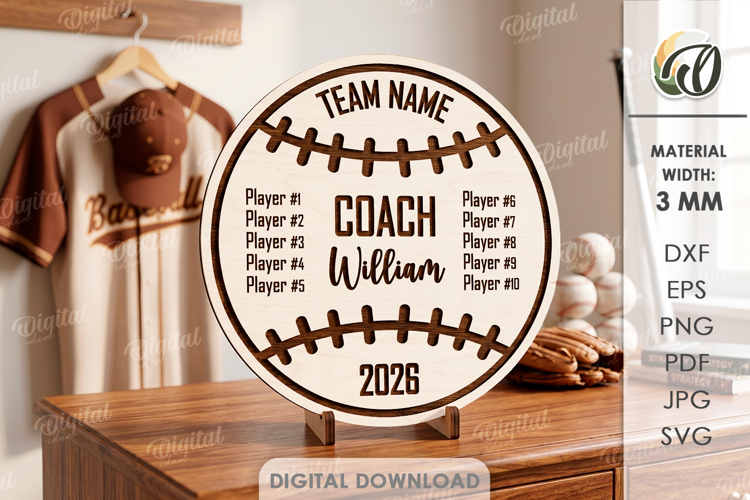 Sport Team Sign Laser Cut. Custom Sign With Stand SVG