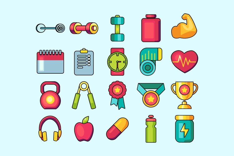 Sport Gym Stroke Icons 20 Designs example image 1
