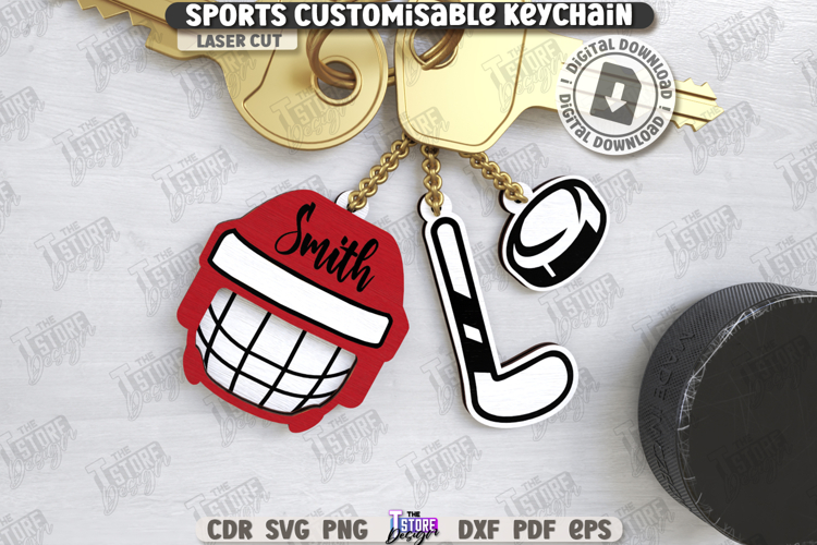 Personalized Sport Keychain Laser Cut|Sport Sign SVG|Keyring