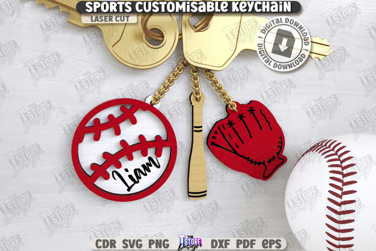Personalized Sport Keychain Laser Cut|Sport Sign SVG|Keyring
