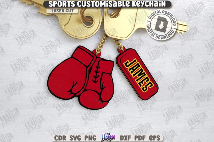 Personalized Sport Keychain Laser Cut|Sport Sign SVG|Keyring