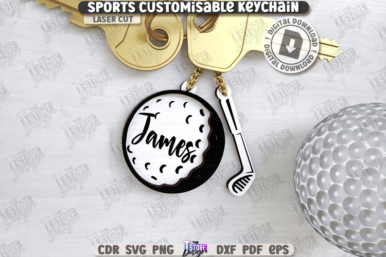 Personalized Sport Keychain Laser Cut|Sport Sign SVG|Keyring