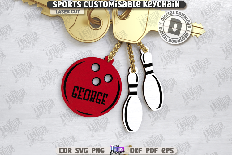 Personalized Sport Keychain Laser Cut|Sport Sign SVG|Keyring