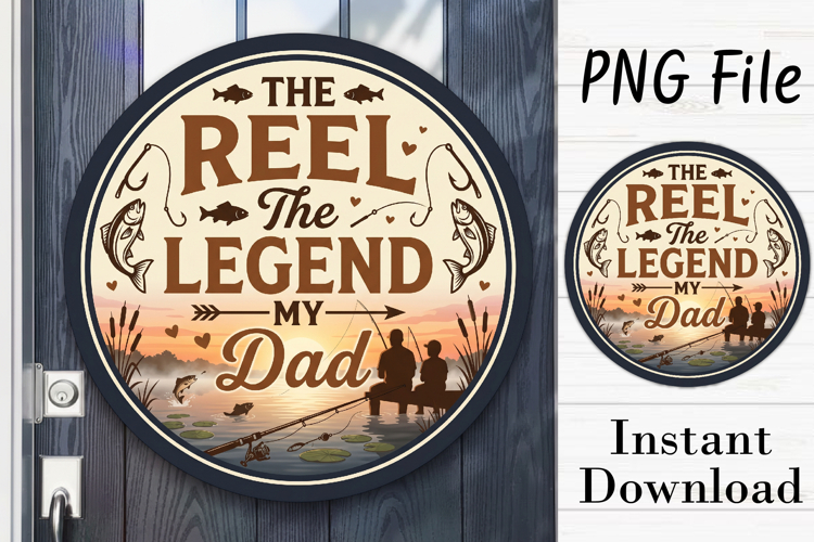 Sports Dad Door Hanger, The Reel The Legend My Dad PNG