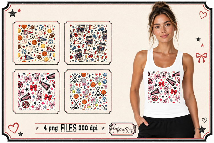 Sports Mom | Game Day Sports Patterns | Team Spirit