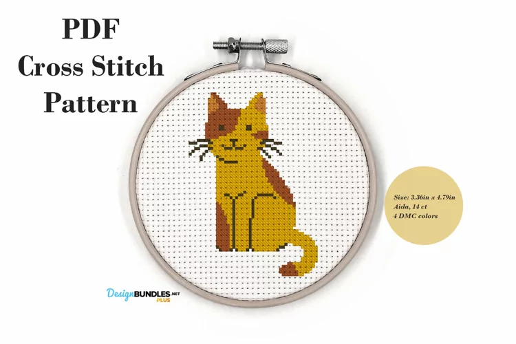 Spotted Cat Cross Stitch Pattern PDF File