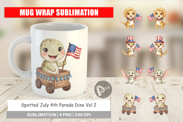 Spotted July 4th Parade Dino Mug Wrap