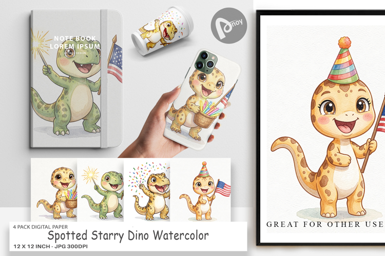 Spotted Starry Dino Digital Paper