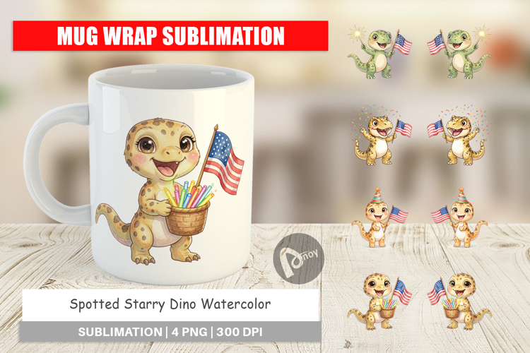 Spotted Starry Dino Mug Wrap