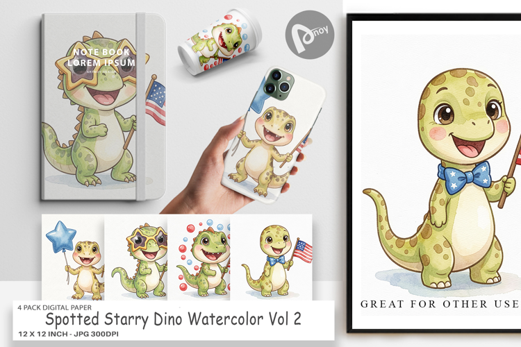 Spotted Starry Dino Digital Paper