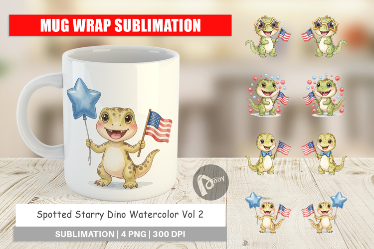 Spotted Starry Dino Mug Wrap