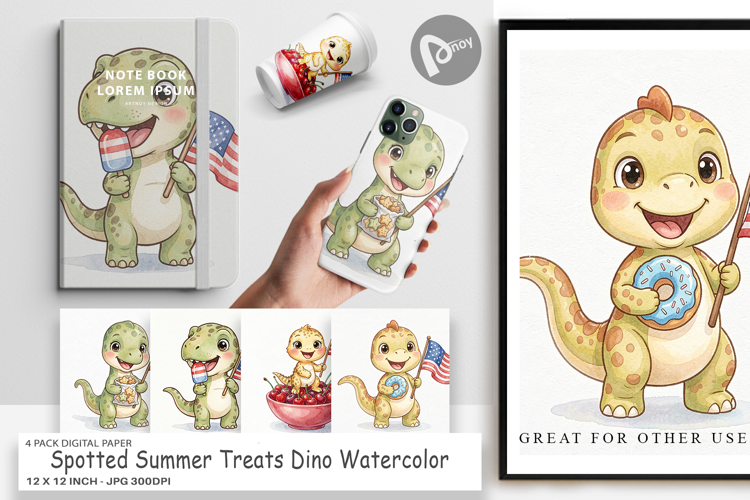 Summer Treats Dino Digital Paper