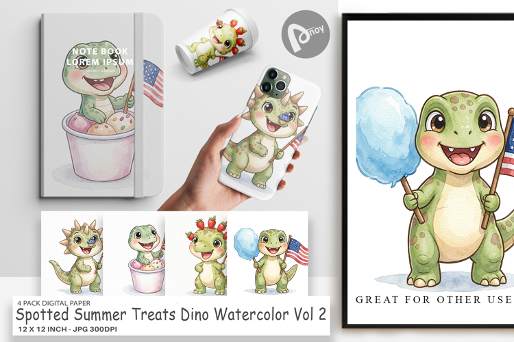 Summer Treats Dino Digital Paper