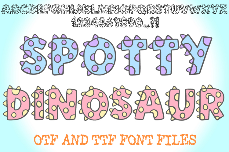 Spotty Dinosaur Lettering ABC Text Font Alphabet Reptile OTF