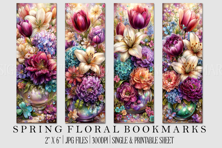 Spring Floral Bookmark, Spring Flower Bookmark Printable, s1