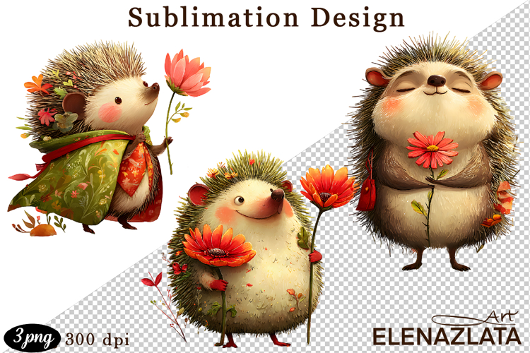 Spring animal clipart|Cute hedgehog, animals clipart