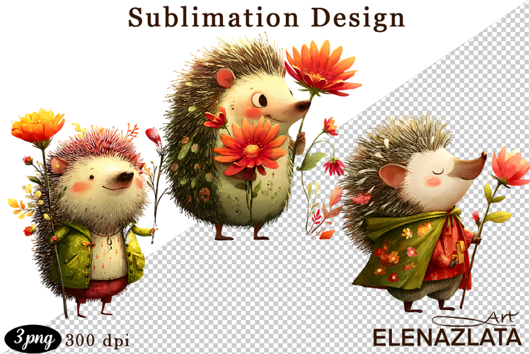Spring animal clipart|Cute hedgehog, animals clipart