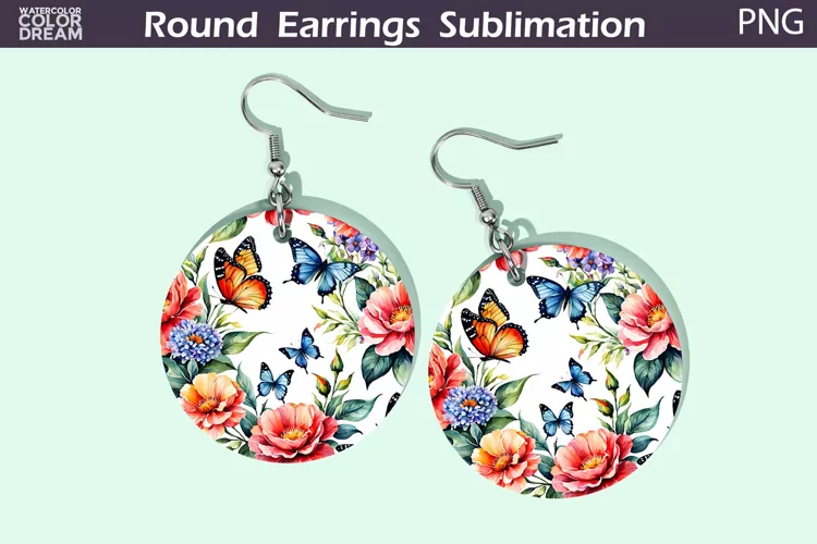 Butterfly Flowers Earrings | Floral Round Earrings