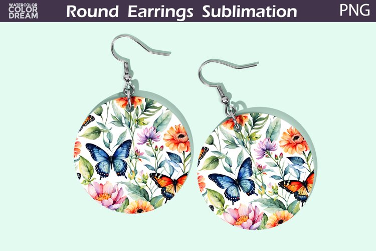 Butterfly Flowers Earrings | Floral Round Earrings