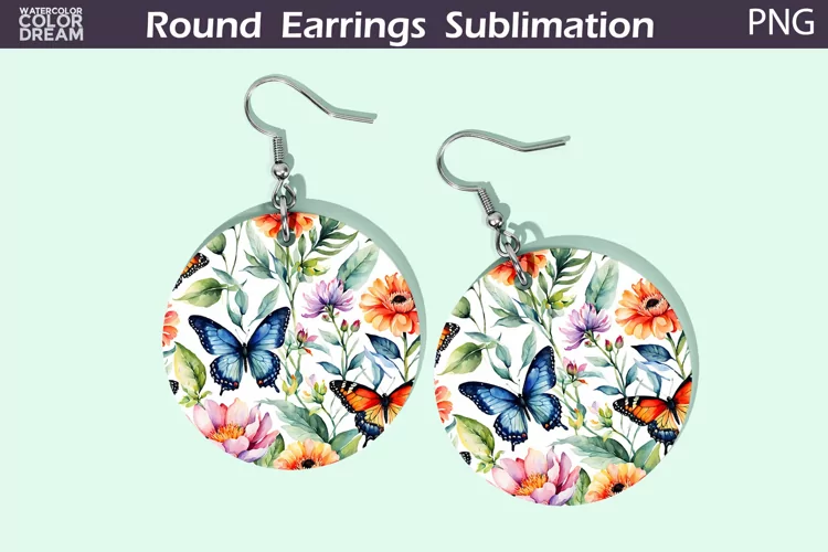 Butterfly Flowers Earrings | Floral Round Earrings