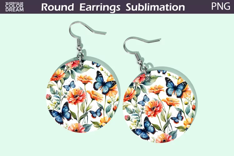 Butterfly Flowers Earrings | Floral Round Earrings