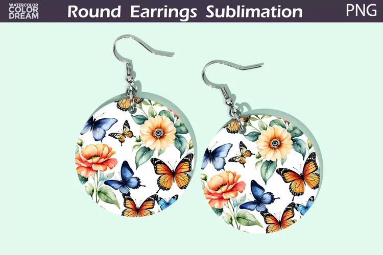 Butterfly Flowers Earrings | Floral Round Earrings