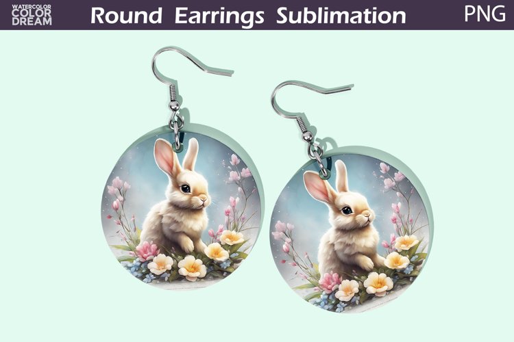 Bunny Flowers Earrings | Spring Animal Round Earrings