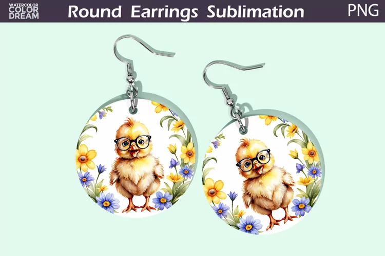 Chicken Glasses Earrings | Spring Animal Round Earrings