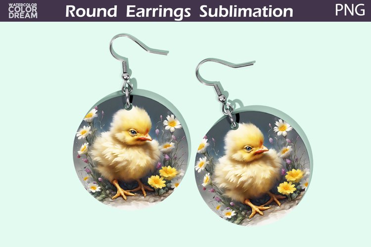 Chicken Flowers Earrings | Spring Animal Round Earrings