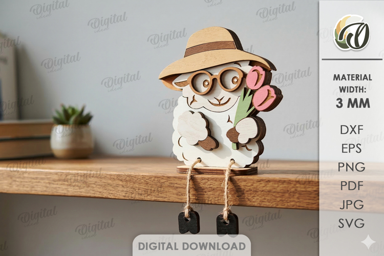 3D Spring Animal Decor Laser Cut. Stand Decor. Sheep SVG
