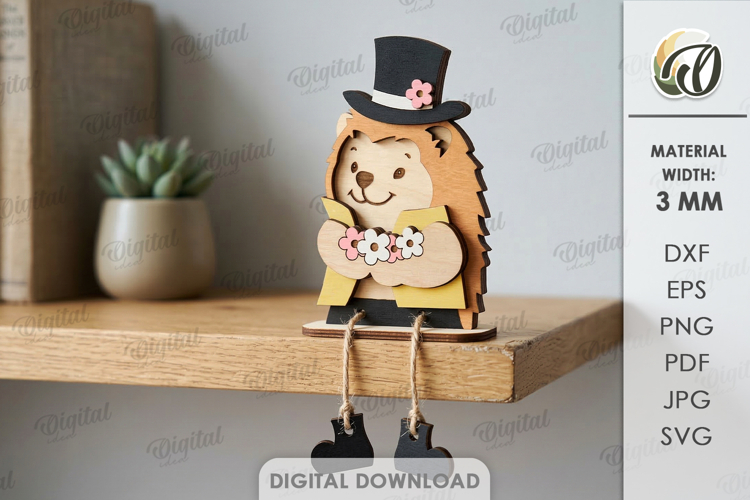 3D Spring Animal Decor Laser Cut. Stand Decor. Hedgehog SVG