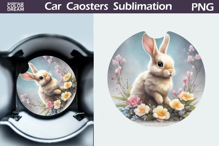 Spring Bunny Car Coaster | Easter Bunny Coaster