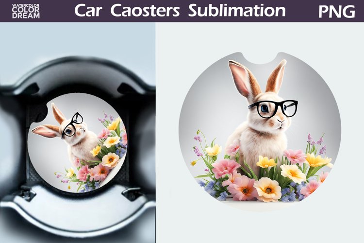 Spring Bunny Car Coaster | Easter Bunny Coaster