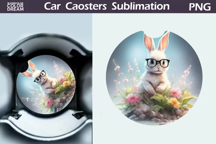 Spring Bunny Car Coaster | Easter Bunny Coaster