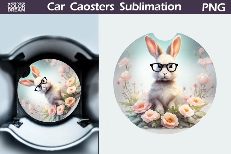 Spring Bunny Car Coaster | Easter Bunny Coaster