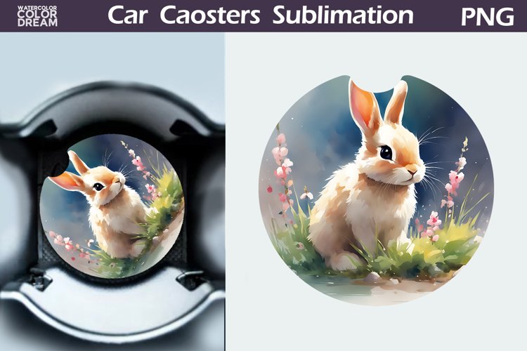 Spring Bunny Car Coaster | Easter Bunny Coaster example image 1