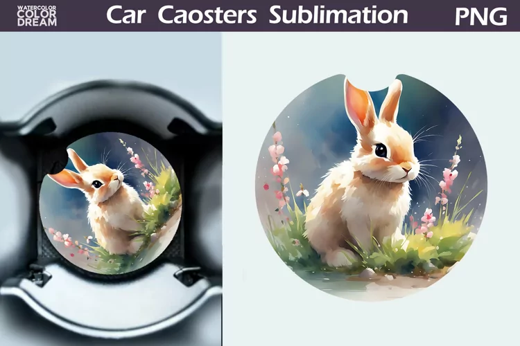 Spring Bunny Car Coaster | Easter Bunny Coaster