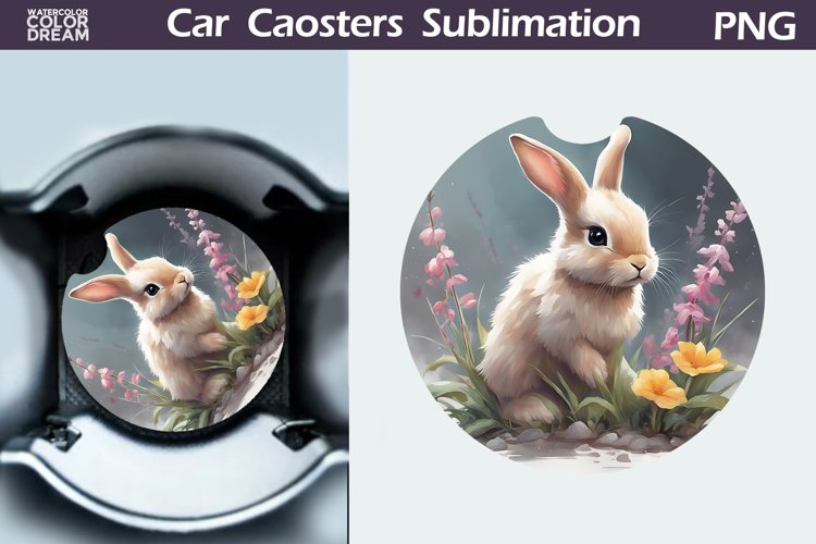 Spring Bunny Car Coaster | Easter Bunny Coaster example image 1