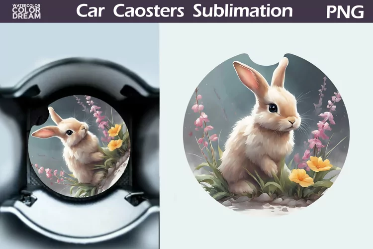 Spring Bunny Car Coaster | Easter Bunny Coaster
