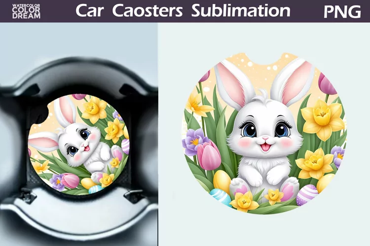 Spring Bunny Car Coaster | Easter Bunny Coaster